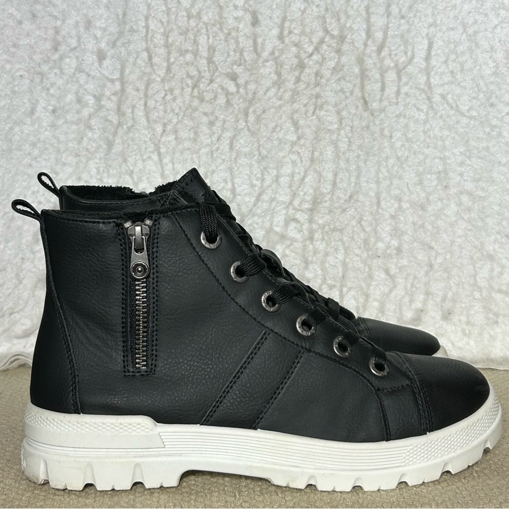 Blowfish Womens Black Malibu Rockstar Baddie Mid Top Sneakers Boots Shoes SZ 7
